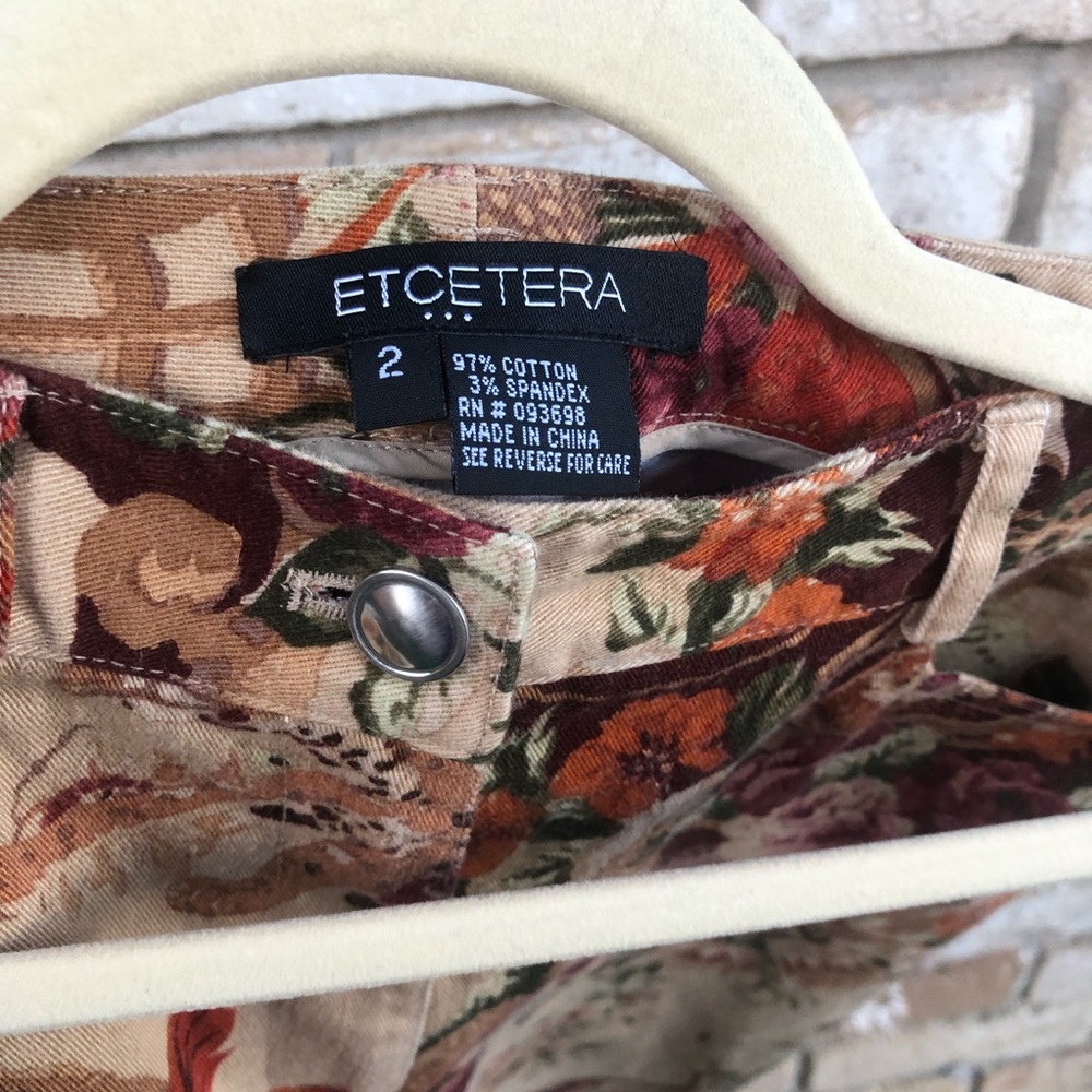Etcetera Beige Floral Velvet Boot Cut Pants - Picture 6 of 8